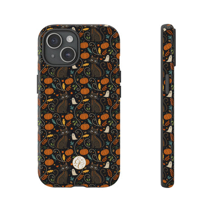 Boho Halloween Black Cat Pattern Tough Phone Case