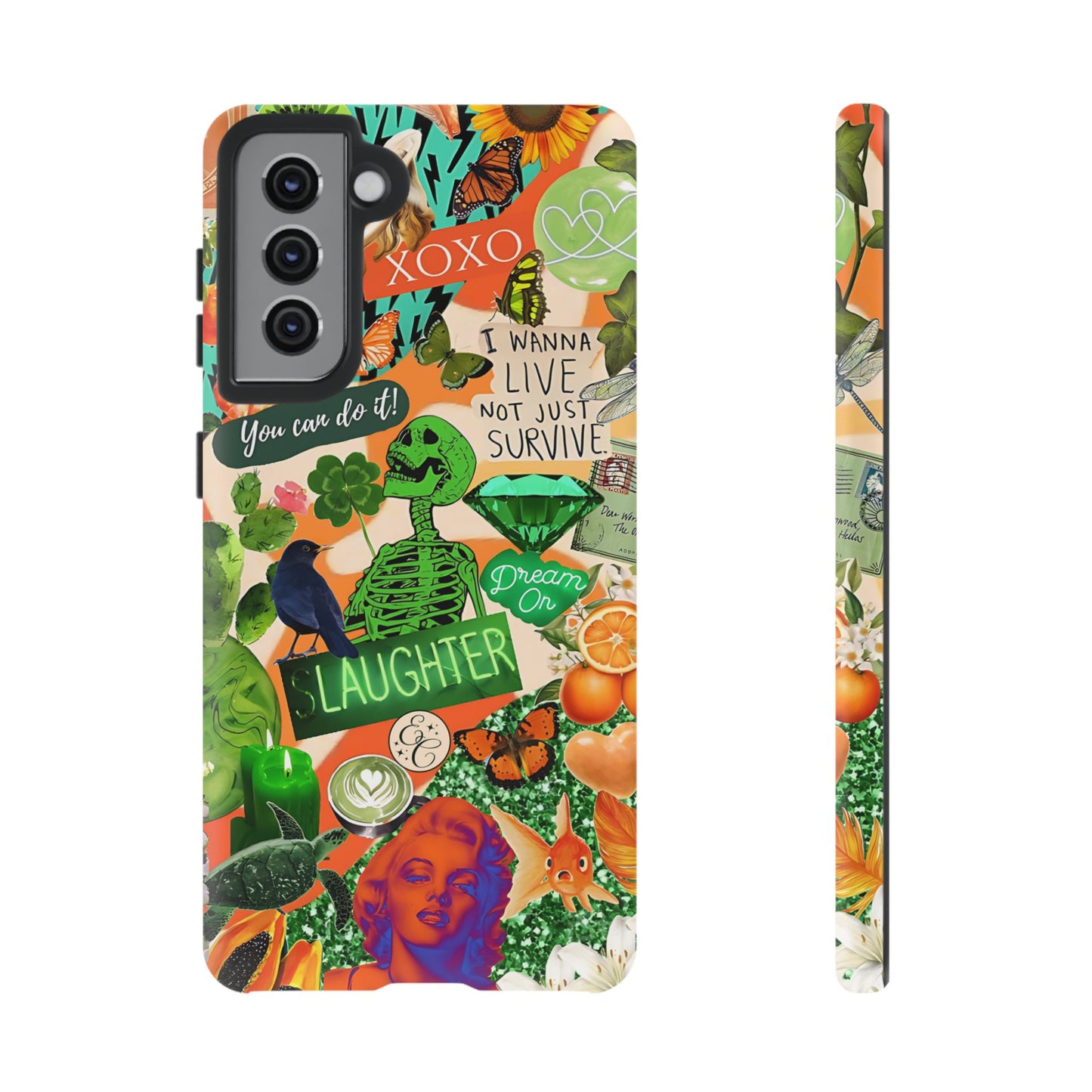 Green and Orange Collage Tough Phone Case