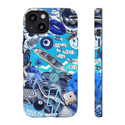 Eclectic Blue Collage Tough Phone Case