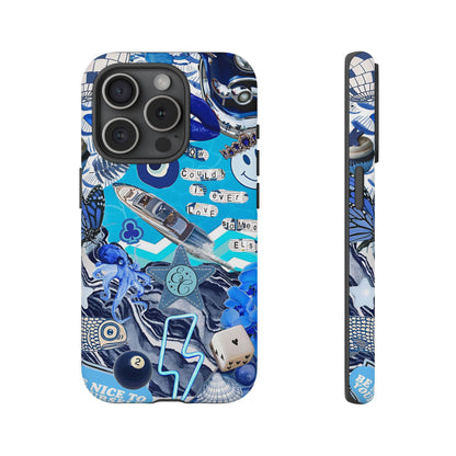 Eclectic Blue Collage Tough Phone Case