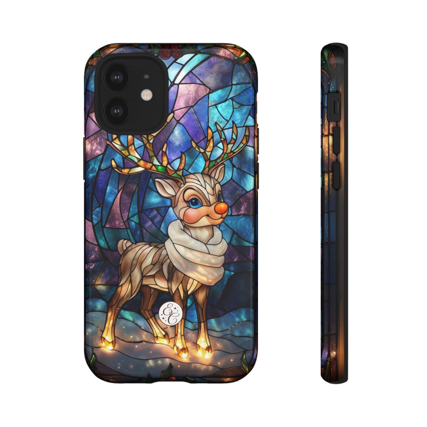 Cute Reindeer Stained Glass Tough Phone Case