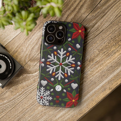 Snowflakes and Poinsettias Tough Phone Case