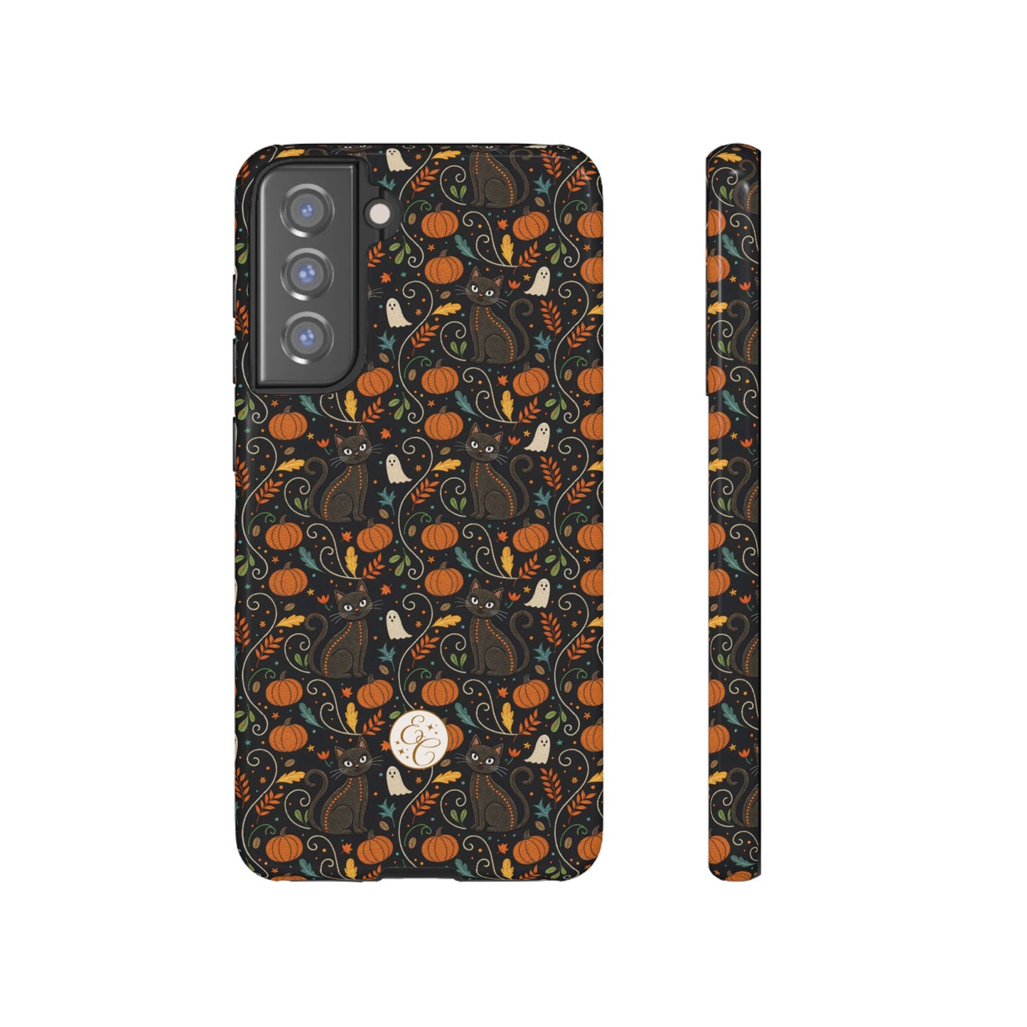 Boho Halloween Black Cat Pattern Tough Phone Case