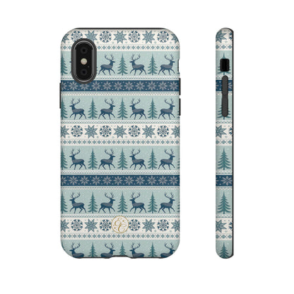 Blue Winter Reindeer Tough Phone Case