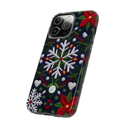 Snowflakes and Poinsettias Tough Phone Case