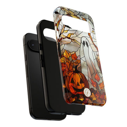 Halloween Ghost & Pumpkin Stained Glass Tough Phone Case