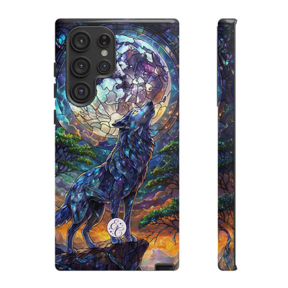Moonlit Wolf Stained Glass Halloween Phone Case