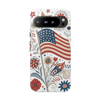 Boho USA Flag Floral Tough Phone Case