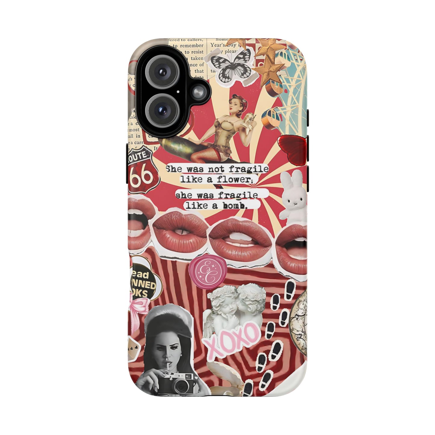 Feminine Aesthetic Retro Collage Tough Phone Case