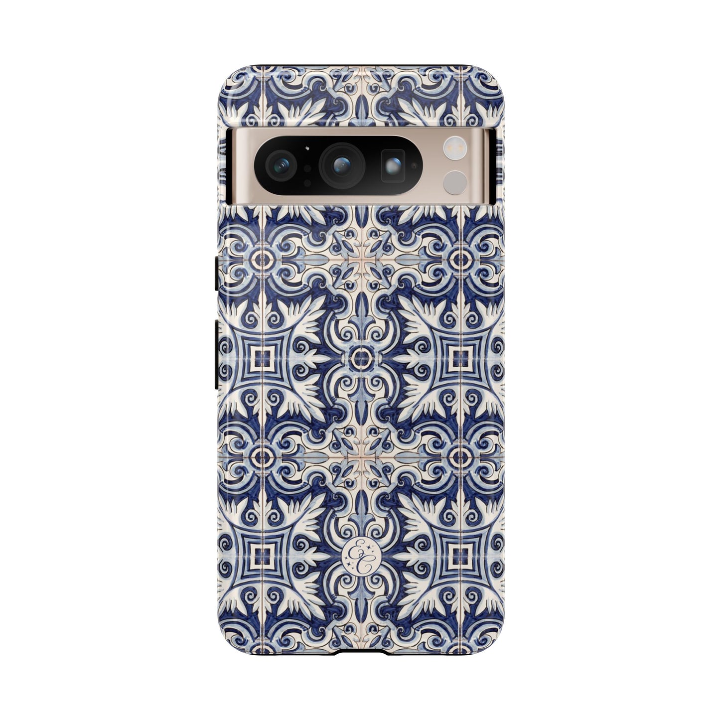 Mediterranean Floral Ceramic Pattern Tough Phone Case