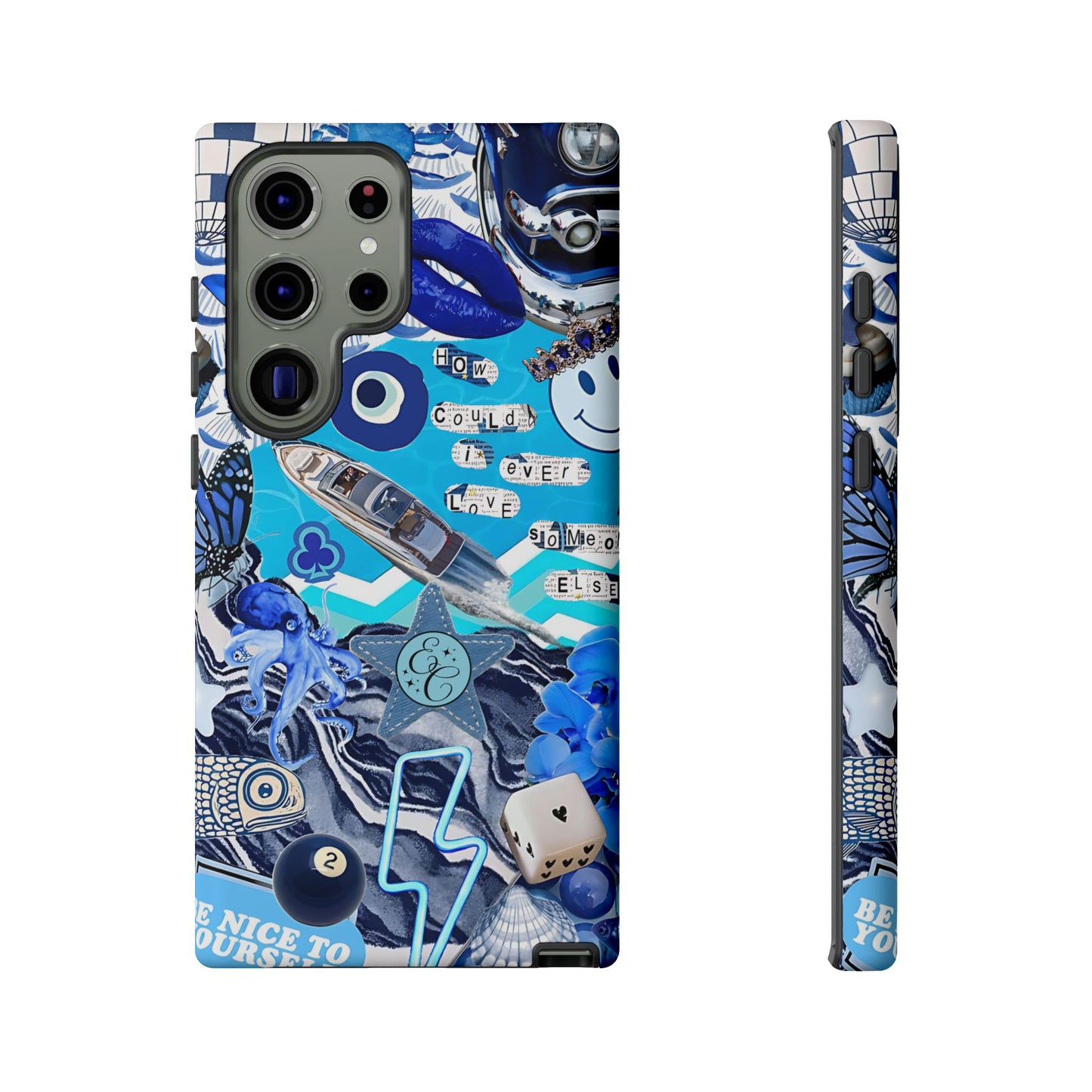 Eclectic Blue Collage Tough Phone Case