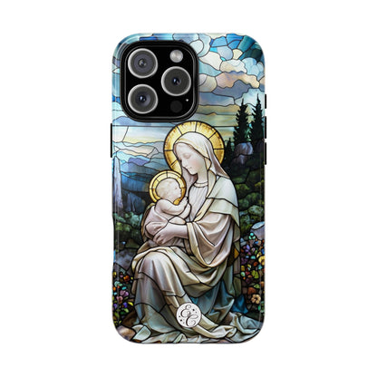 Virgin Mary with Baby Jesus Stained Glass Tough Phone Case