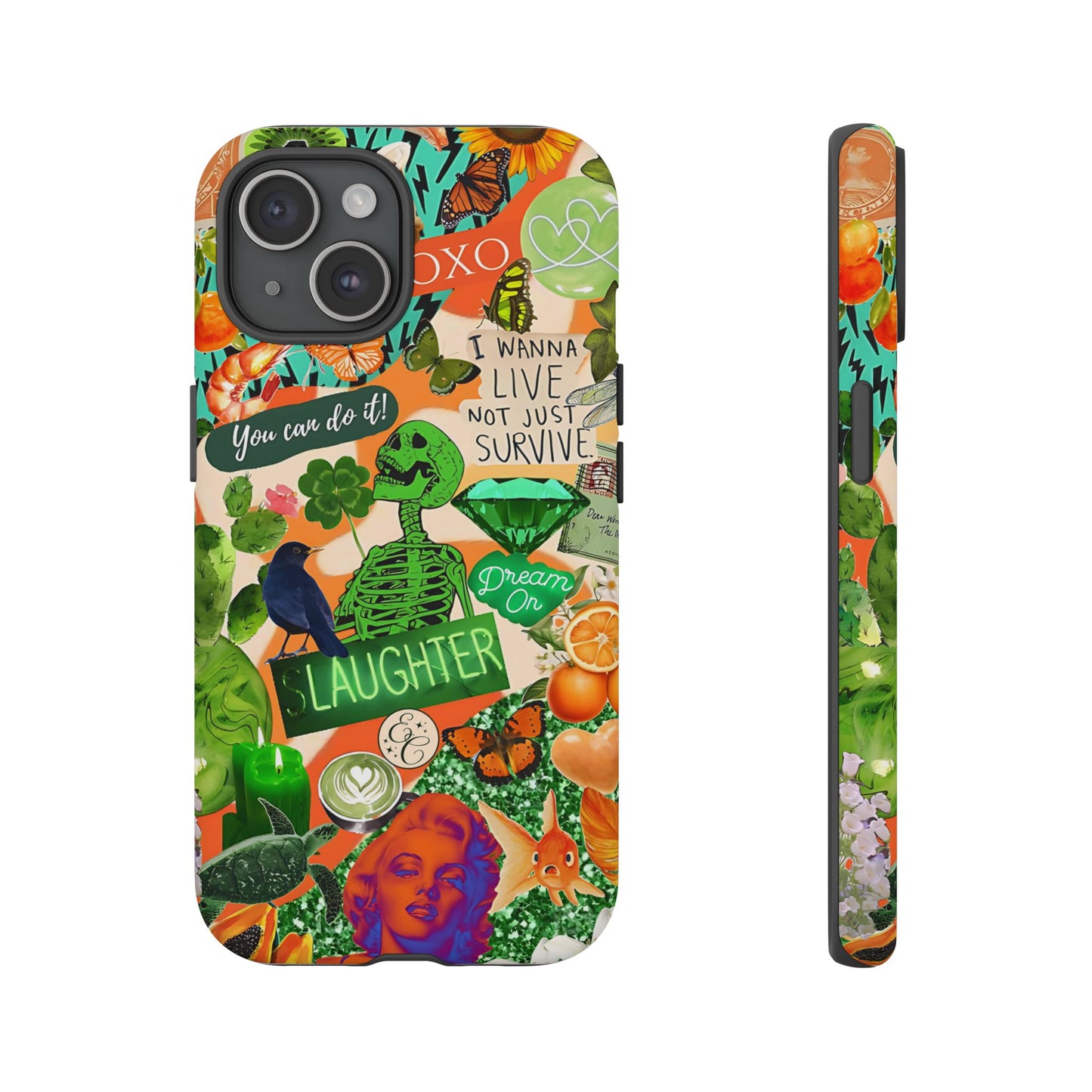 Green and Orange Collage Tough Phone Case