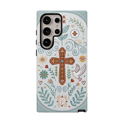 Christian Cross Floral Tough Phone Case