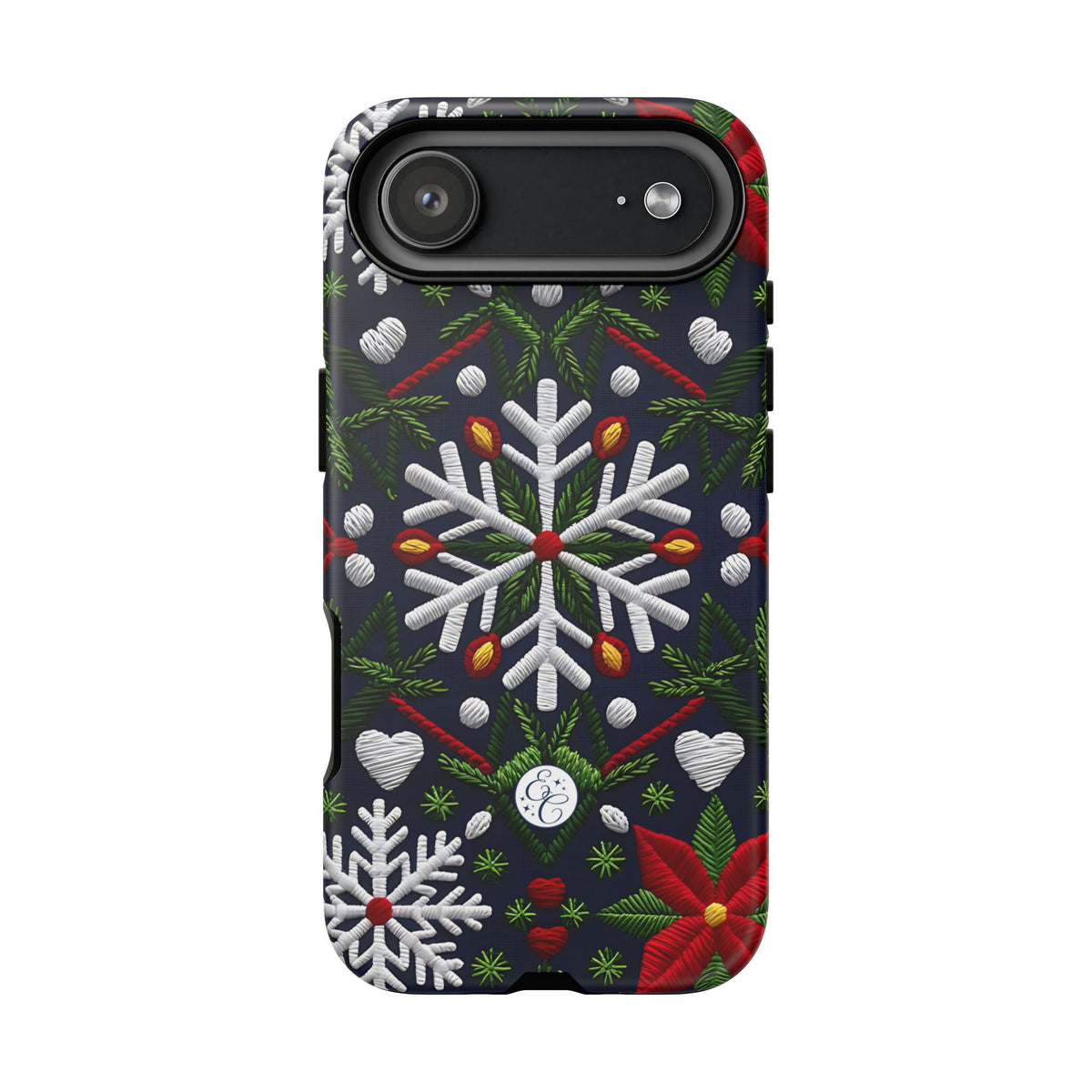 Snowflakes and Poinsettias Phone Case