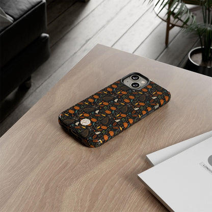 Boho Halloween Black Cat Pattern Tough Phone Case