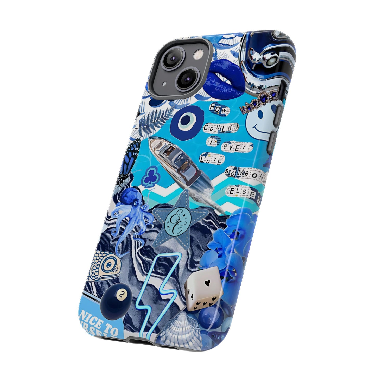 Eclectic Blue Collage Tough Phone Case