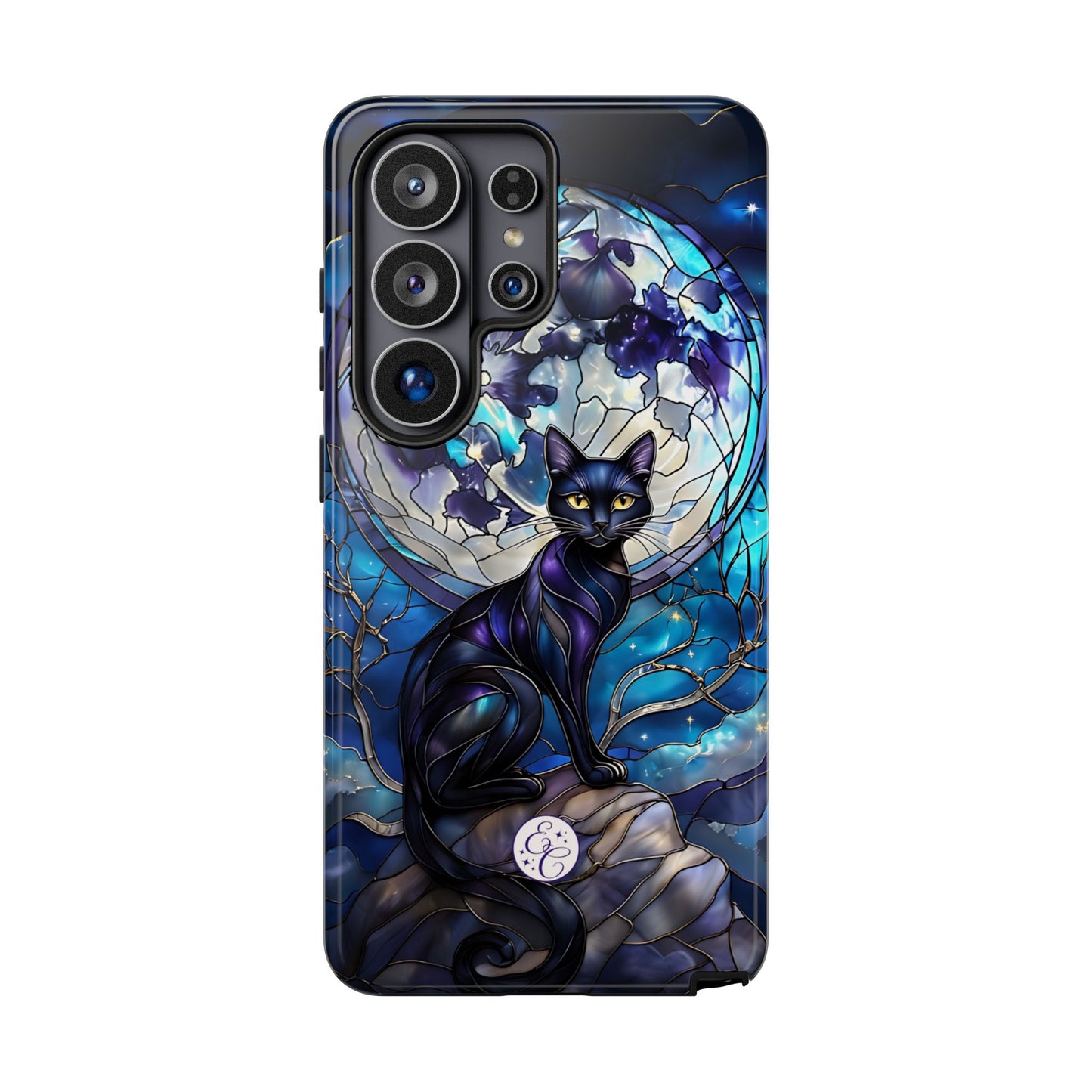Stained Glass Black Cat Tough Phone Case
