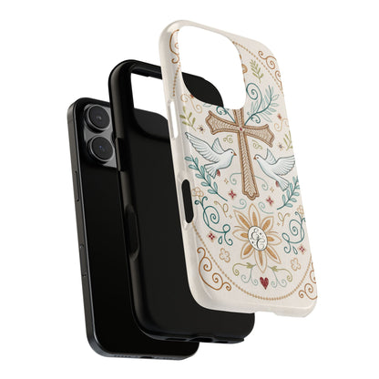 Christian Cross and Doves Tough Phone Case