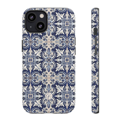 Mediterranean Floral Ceramic Pattern Tough Phone Case