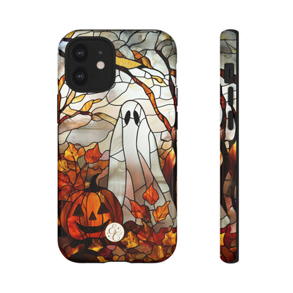 Halloween Ghost & Pumpkin Stained Glass Tough Phone Case