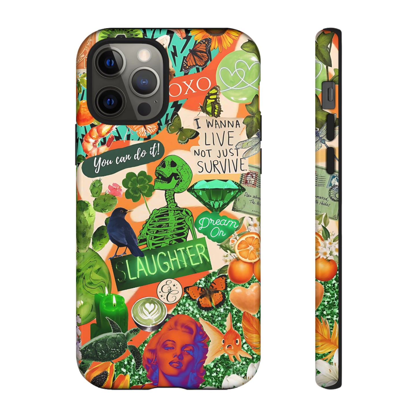 Green and Orange Collage Tough Phone Case