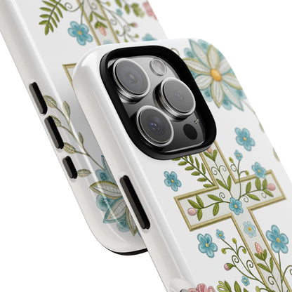Vintage Easter Floral Cross Tough Phone Case