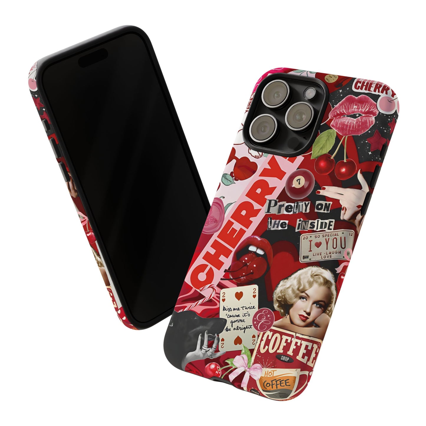 Cherry Theme Retro Collage Tough Phone Case