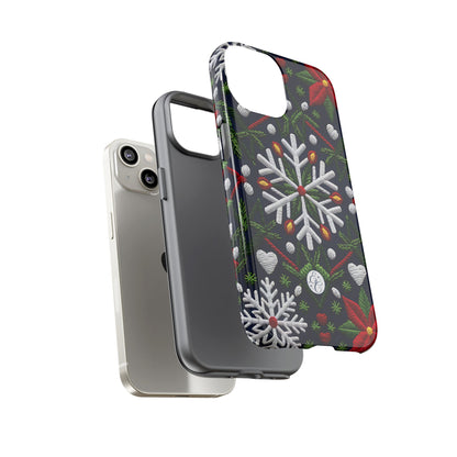 Snowflakes and Poinsettias Tough Phone Case