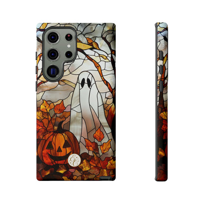Halloween Ghost & Pumpkin Stained Glass Tough Phone Case
