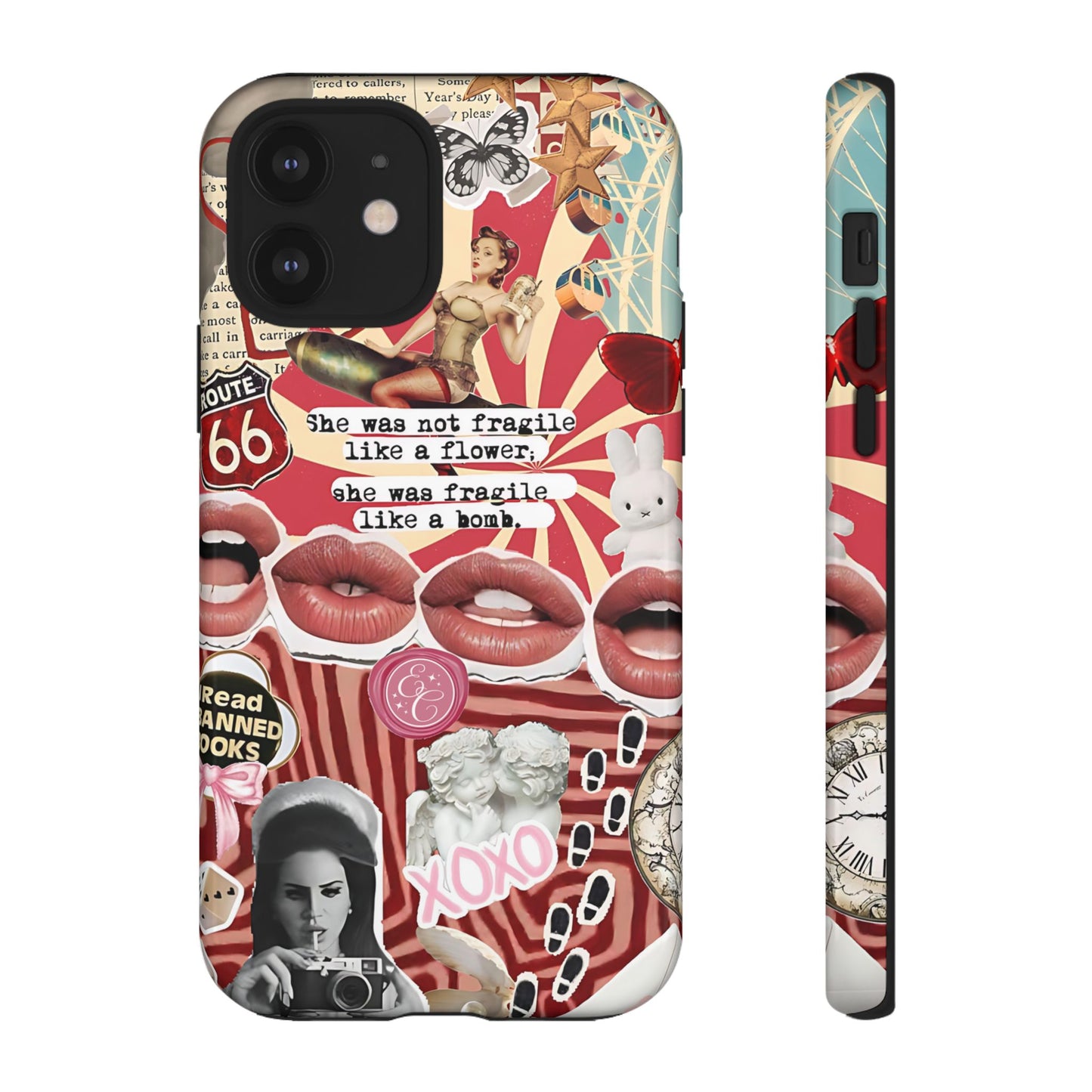 Feminine Aesthetic Retro Collage Tough Phone Case