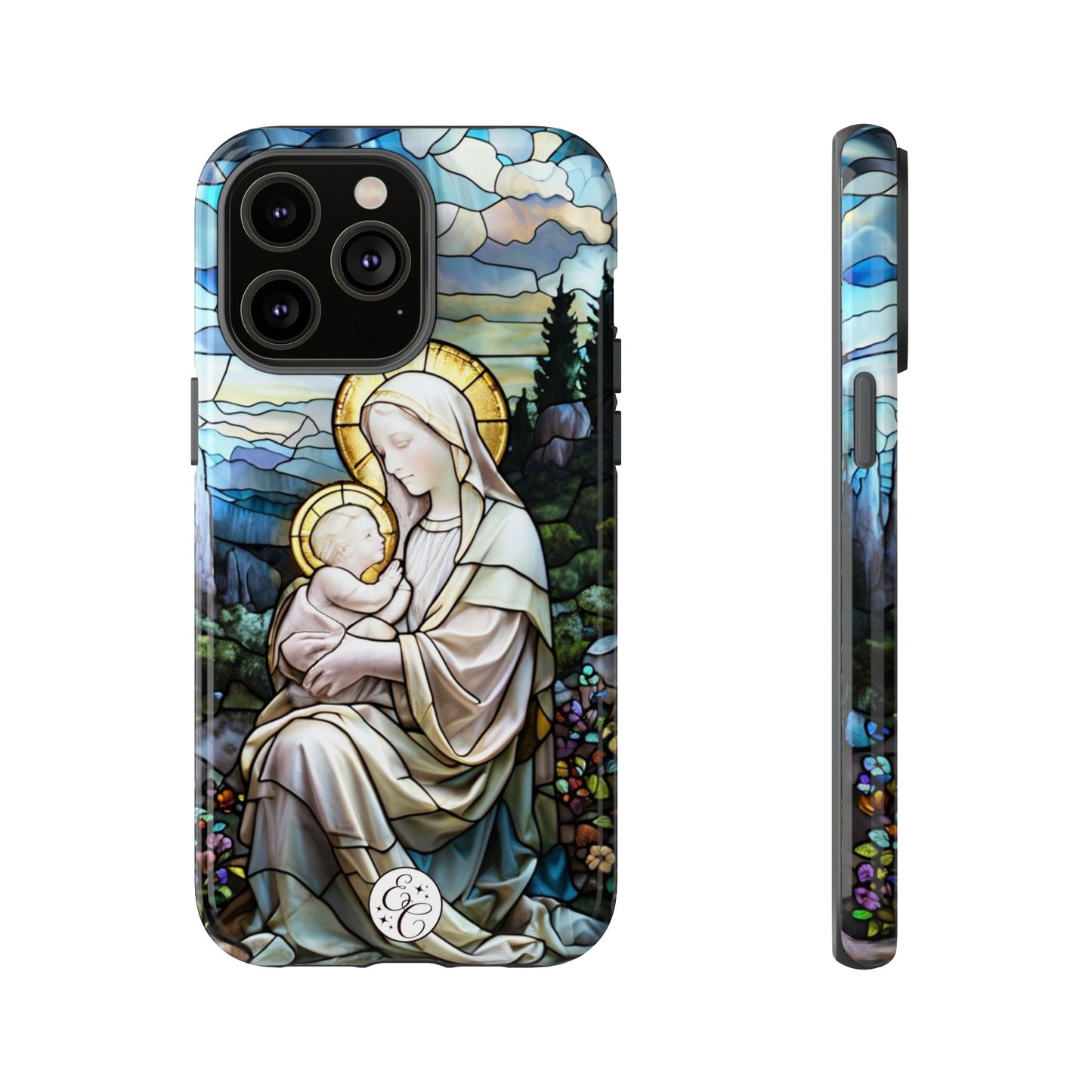 Virgin Mary with Baby Jesus Stained Glass Tough Phone Case