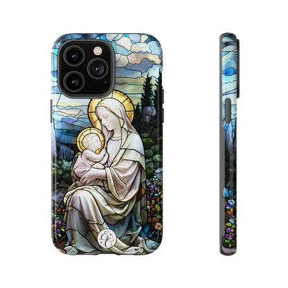 Virgin Mary with Baby Jesus Stained Glass Tough Phone Case