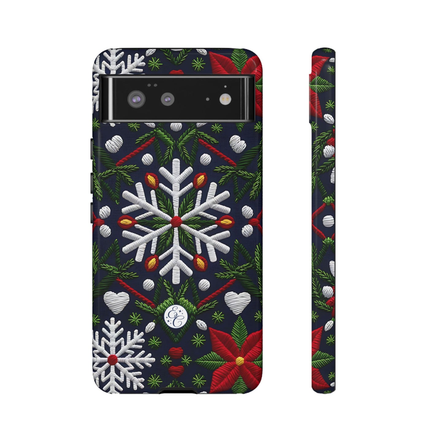 Snowflakes and Poinsettias Tough Phone Case