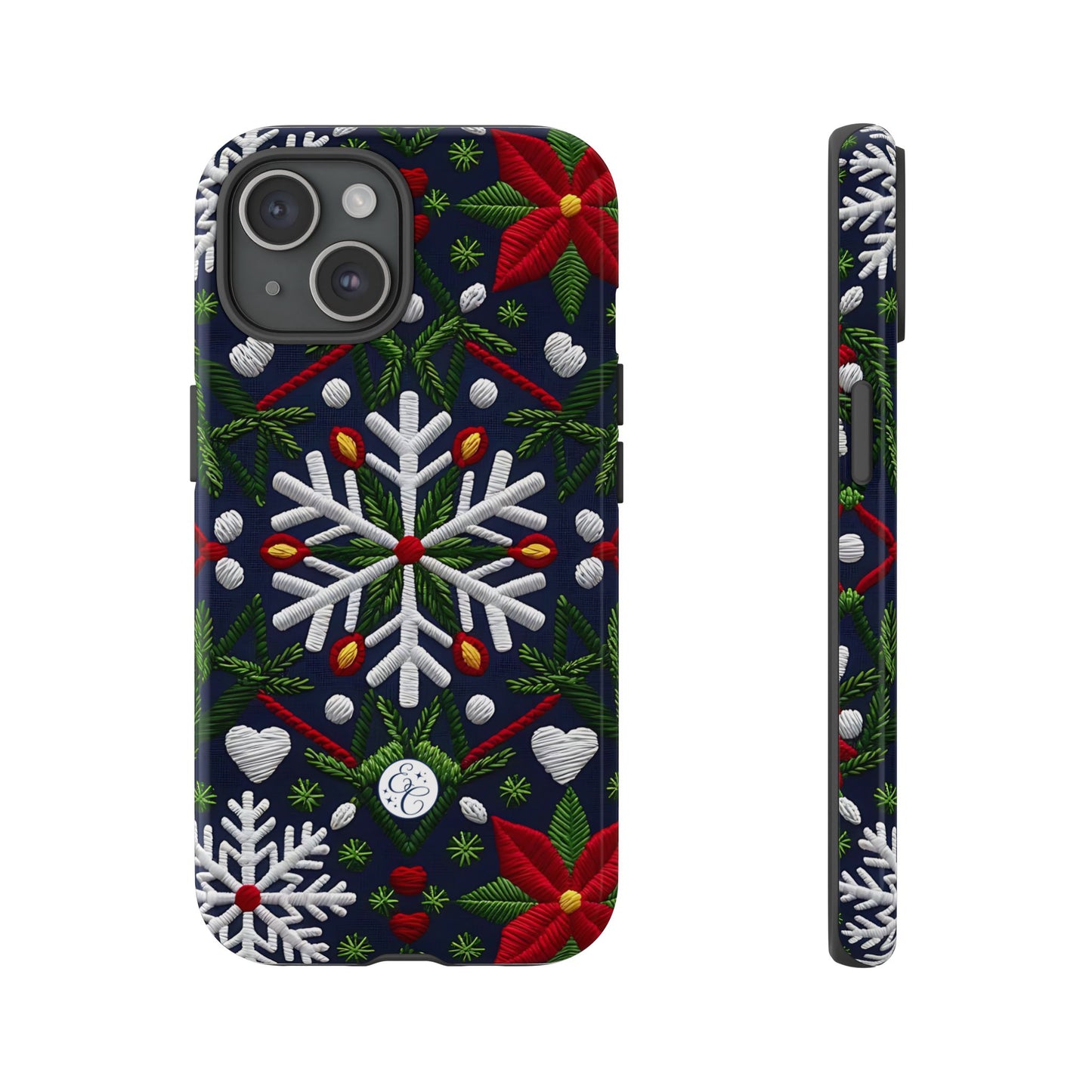 Snowflakes and Poinsettias Tough Phone Case