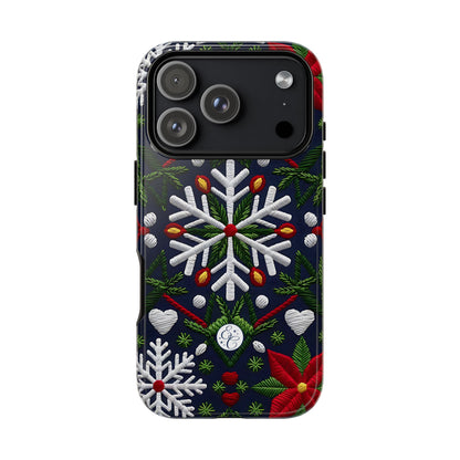 Snowflakes and Poinsettias Tough Phone Case