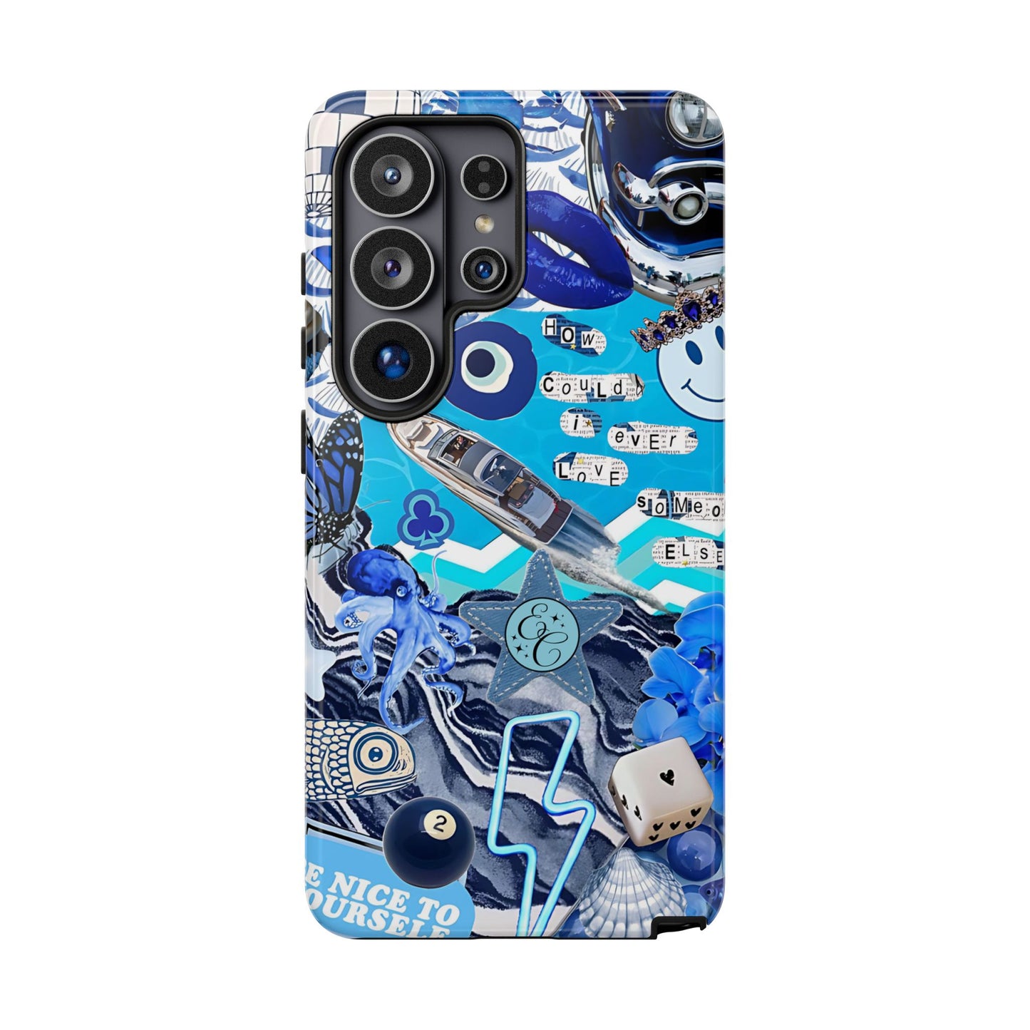 Eclectic Blue Collage Tough Phone Case