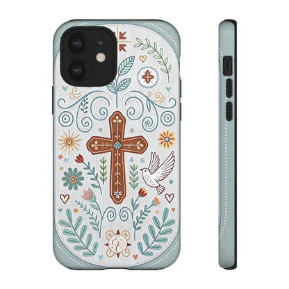 Christian Cross Floral Tough Phone Case
