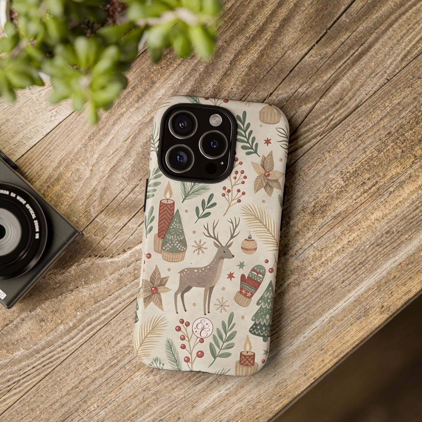 Rustic Christmas Reindeer Tough Phone Case