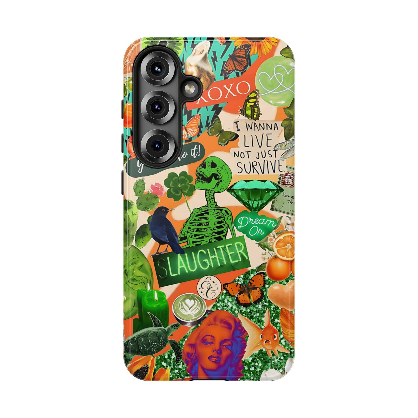 Green and Orange Collage Tough Phone Case