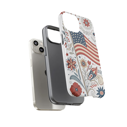 Boho USA Flag Floral Tough Phone Case