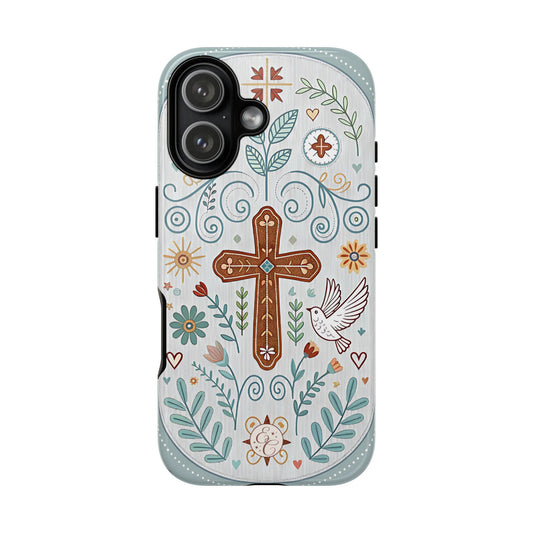 Christian Cross Floral Tough Phone Case