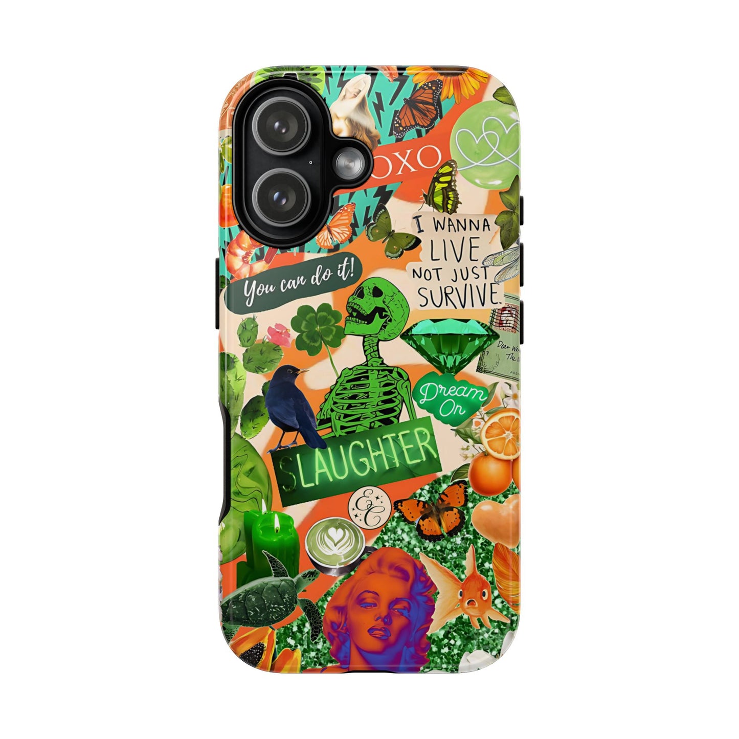 Green and Orange Collage Tough Phone Case