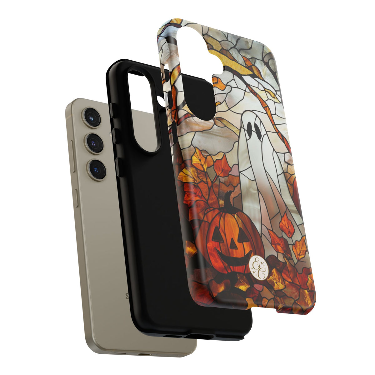 Ghost & Pumpkin Stained Glass Halloween Phone Case