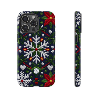 Snowflakes and Poinsettias Tough Phone Case