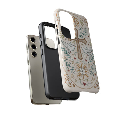 Christian Cross and Doves Tough Phone Case