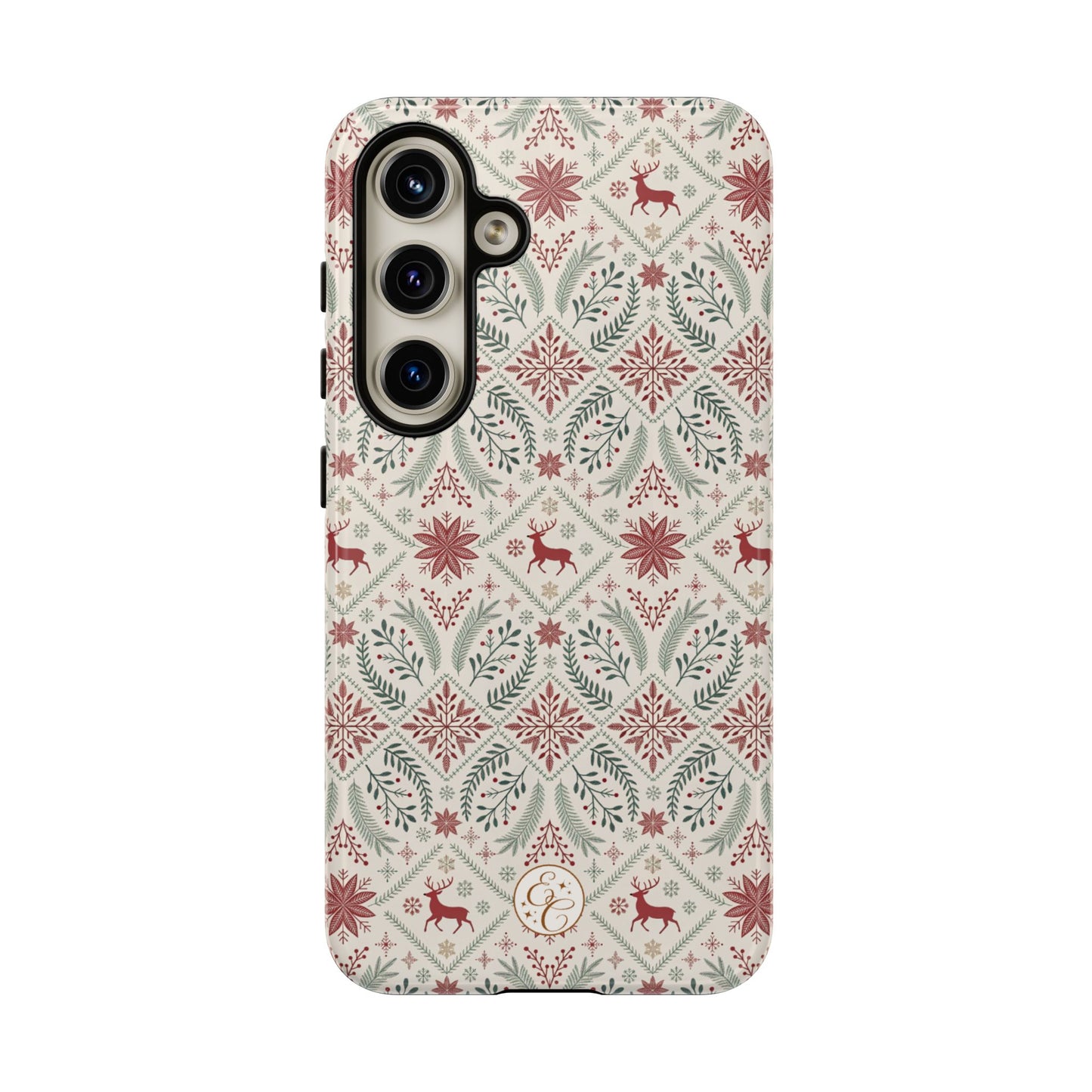 Red Reindeer Christmas Pattern Tough Phone Case