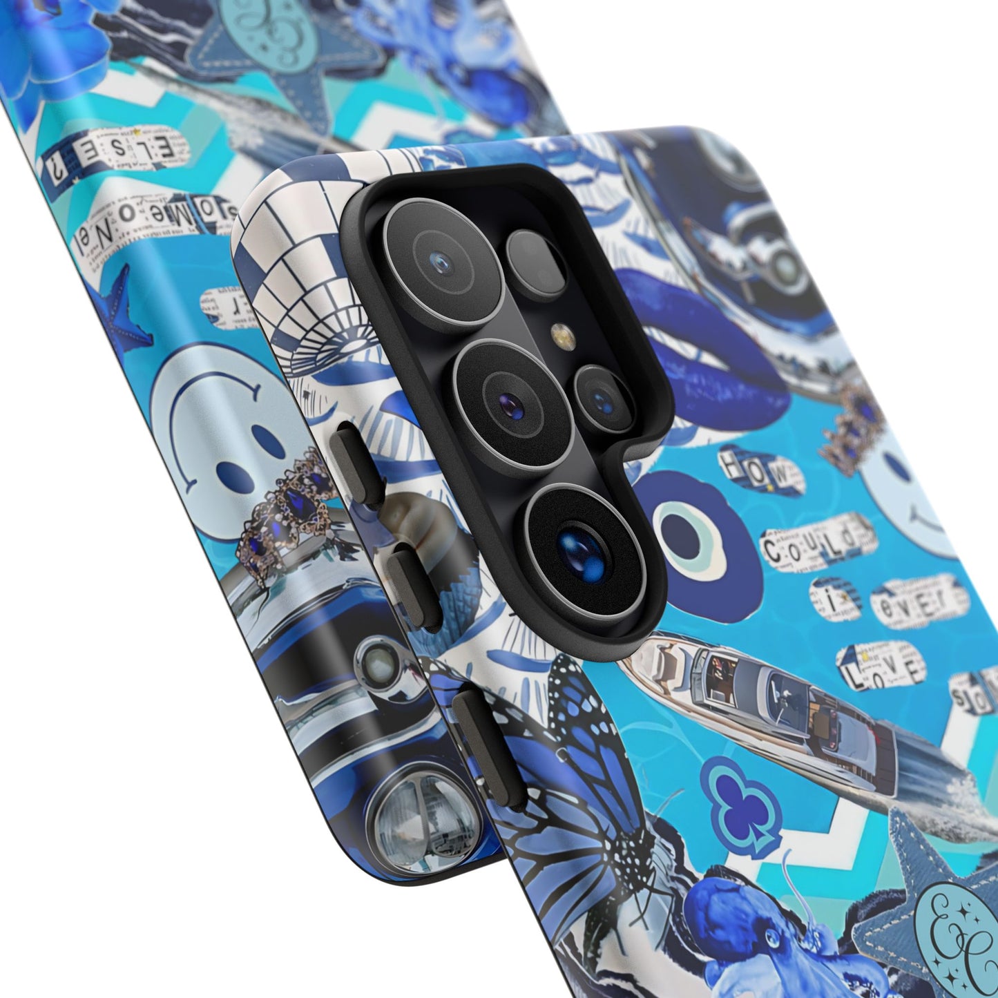 Eclectic Blue Collage Tough Phone Case