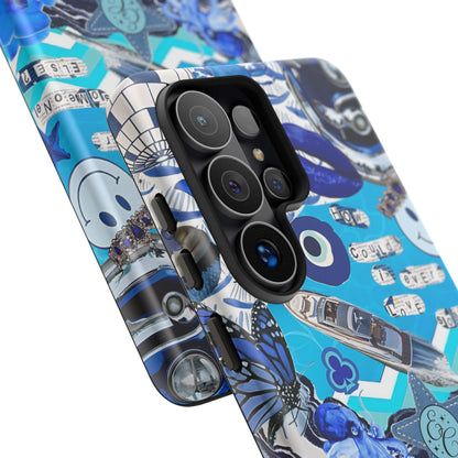 Eclectic Blue Collage Tough Phone Case