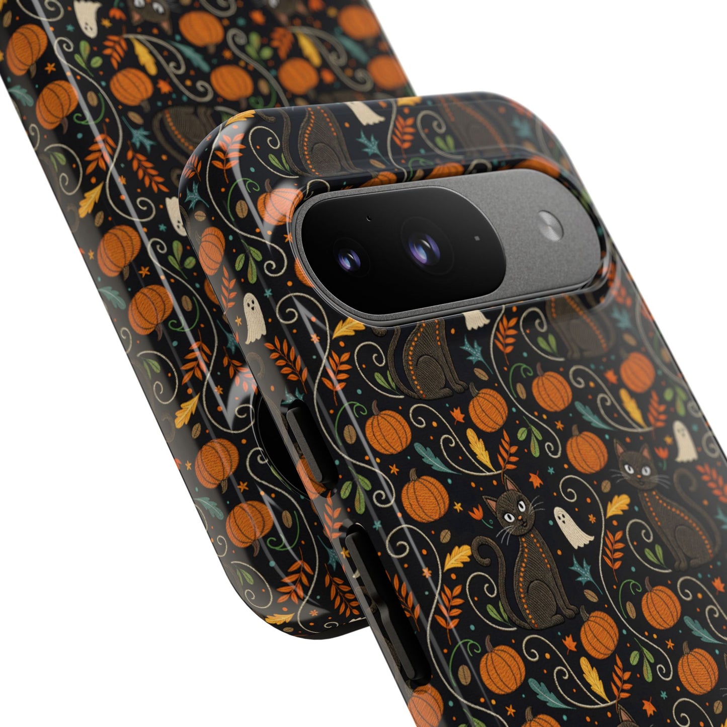 Boho Halloween Black Cat Pattern Tough Phone Case